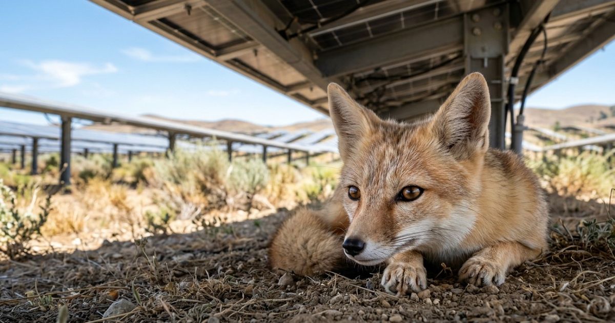 Uma pequena raposa ameaçada está sobrevivendo dentro de fazendas solares da Califórnia, e um vão de até 15 cm sob a cerca pode ajudar a explicar por quê