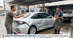 Motorista deixa carro em lava a jato para uma lavagem comum e recebe o veículo com danos na lateral e na traseira após funcionário bater contra um caminhão estacionado; entregar um automóvel avariado durante a prestação do serviço pode terminar em R$ 19.373,67 de indenização pelos prejuízos