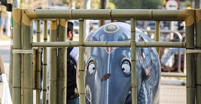 Esculturas de elefantes são ‘enjauladas’ em SP por uma boa causa