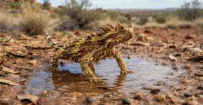 Este lagarto consegue “beber” água com os pés e transportar cada gota pela pele até a boca