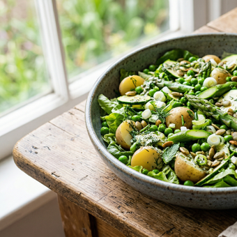 Featured mobile: Uma deliciosa receita de salada verde de primavera com molho caseiro fica pronta em menos de 15 minutos