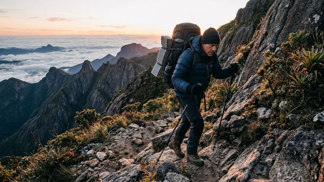 O planejamento prévio e os equipamentos adequados garantem uma travessia segura nas montanhas.