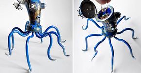 Artista da Lituânia cria ‘esculturas-robôs’ a partir de lixo