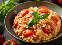 Featured side: Este risoto de tomate-cereja com manjericão é a receita fácil que faltava para o seu jantar