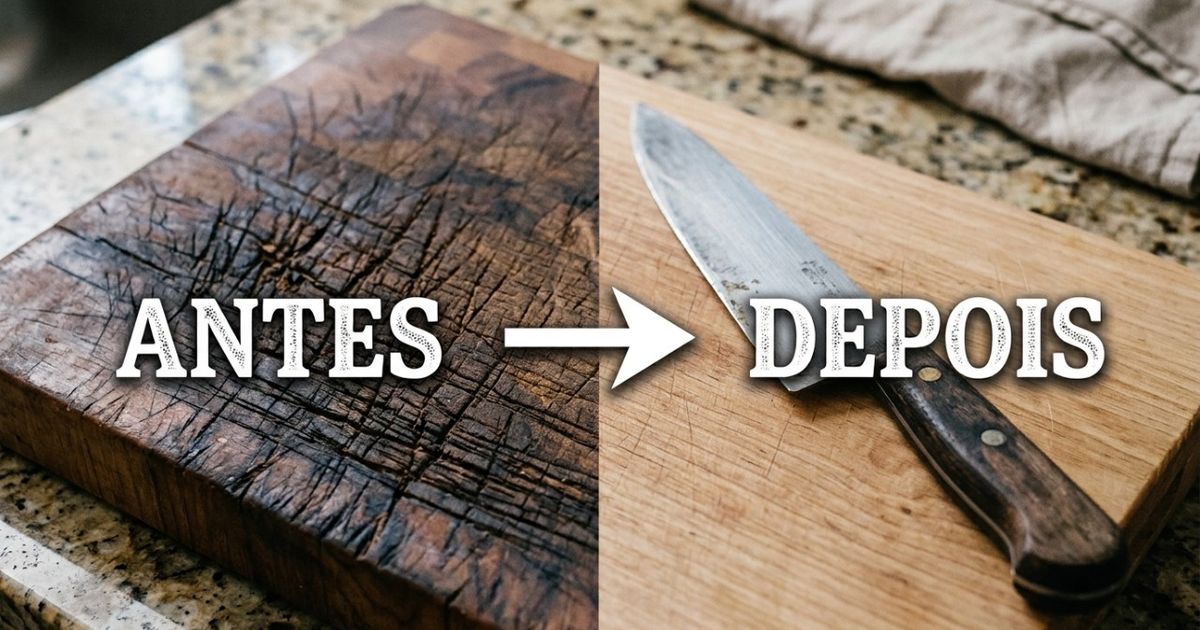 A tábua de cortar pode parecer limpa e ainda precisar ser aposentada: sulcos profundos e riscos acumulam resíduos e dificultam a higienização, por isso tábuas muito gastas devem ser substituídas