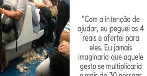 Vendedores derrubam empadas no trem, e passageiros os surpreendem