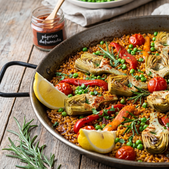 Featured mobile: Paella vegetariana com alcachofra e páprica defumada: um prato vibrante para sair da rotina