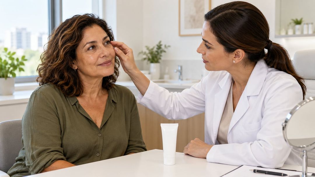 Rugas profundas pedem protetor solar diário, hidratação e avaliação de um dermatologista antes de usar ácidos caseiros – Imagem ilustrativa criada por inteligência artificial
