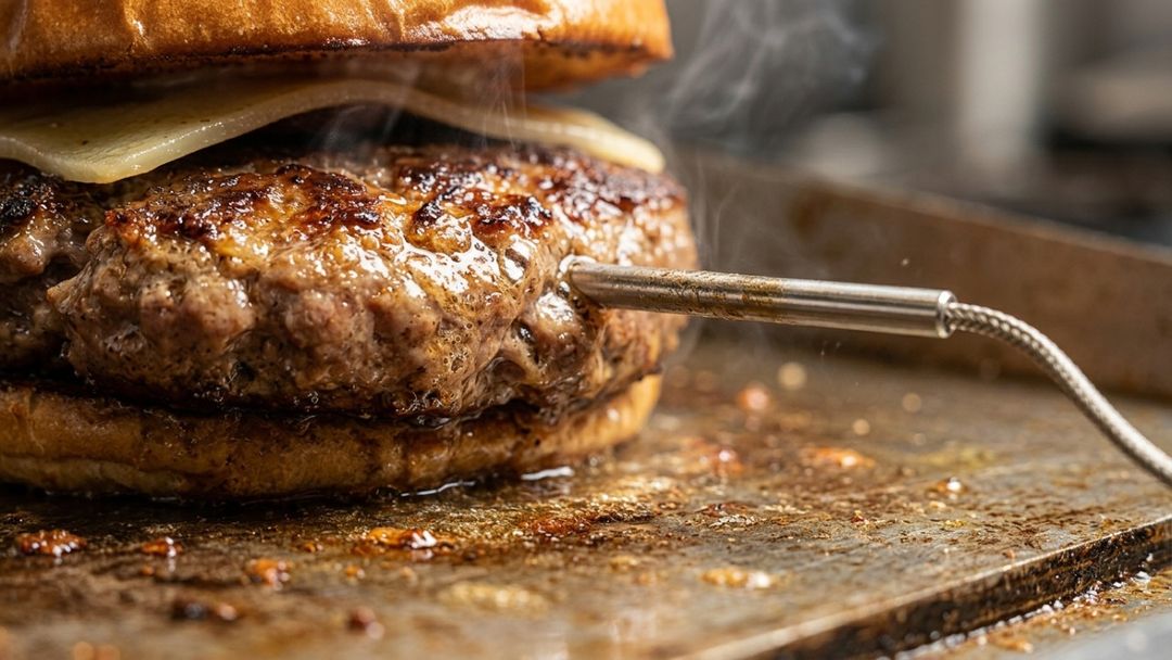 O uso de um termômetro culinário garante a temperatura segura sem comprometer a refeição.