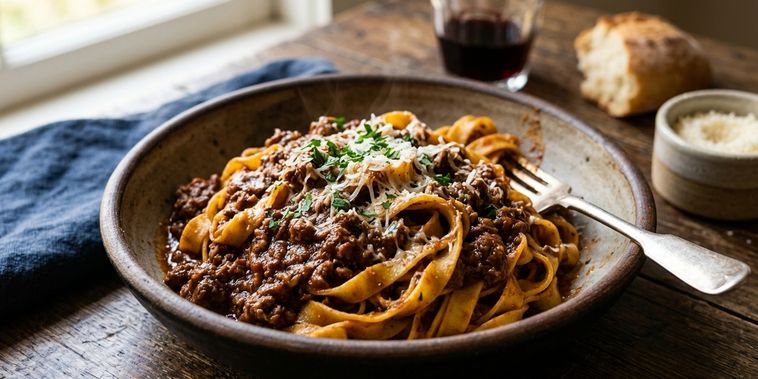 Featured main: Os cozinheiros italianos concordam: “O molho à bolonhesa fica melhor se você adicionar leite e se o cozimento for lento, por pelo menos duas horas, para uma textura aveludada”