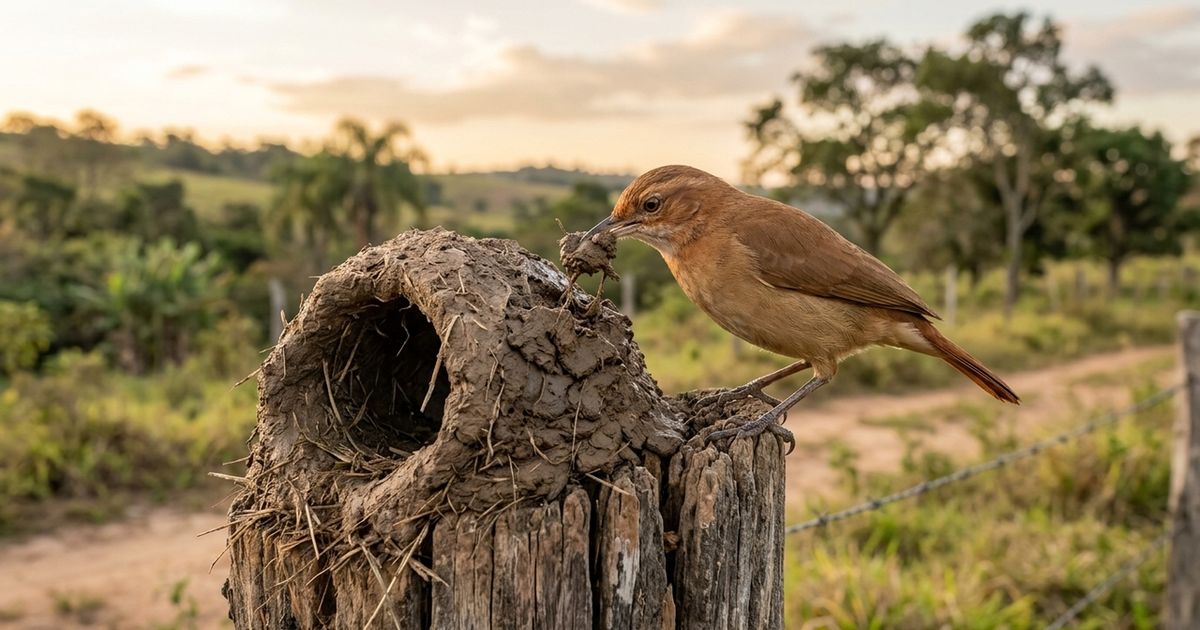 Como a engenharia natural do joão-de-barro utiliza argila, fibras e umidade para construir o ninho mais resistente da avifauna brasileira