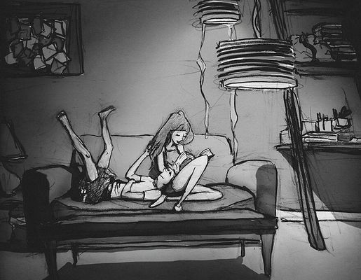 Artista faz ilustrações do dia a dia ao lado de sua esposa