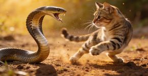 Quem ganha o duelo de velocidade: reflexo do gato ou bote da cobra