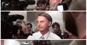 Com gritos de ‘homofóbico’, ativistas jogam glitter em Bolsonaro