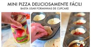 Faça mini pizza em forminha de cupcake