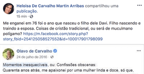Filha mostra suposta infidelidade conjugal de Olavo de Carvalho