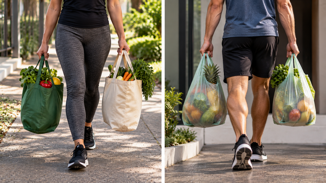 A caminhada carregada, conhecida como farmer’s carry, trabalha pegada, tronco e pernas. Veja como adaptar o exercício usando objetos de casa com segurança.