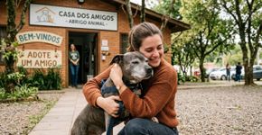 O “cão de rua mais idoso” do abrigo esperou 831 dias por um lar, e o adotante até levou o vizinho junto