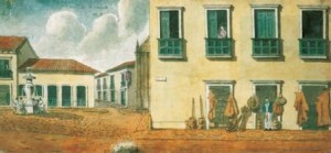 Edmund Pink - divulgação Aquarela “O Palácio da Sola”, no Largo da Misericórdia, em São Paulo, integra a exposição.