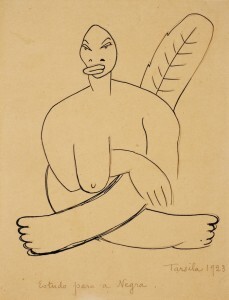 A obra “Estudo para A Negra”, de Tarsila do Amaral, é um dos desenhos que integram a coleção