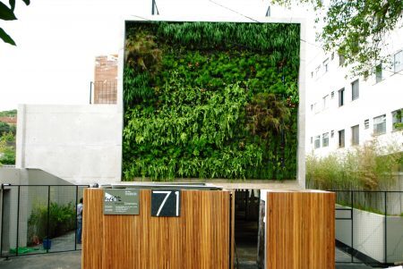 Exemplo de jardim vertical instalado pelo Movimento 90º na Vila Madalena