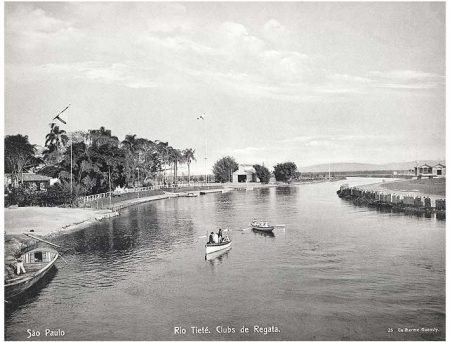 Um postal antigo do rio, na época em que suas águas sediavam várias regatas e outras competições aquáticas.