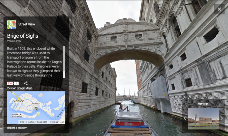 Ruas e canais de Veneza estão no Street View