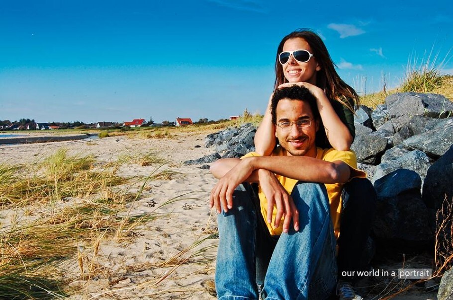 O casal Raquel Oliveira e Marcos Alves em Esbjerg, Dinamarca