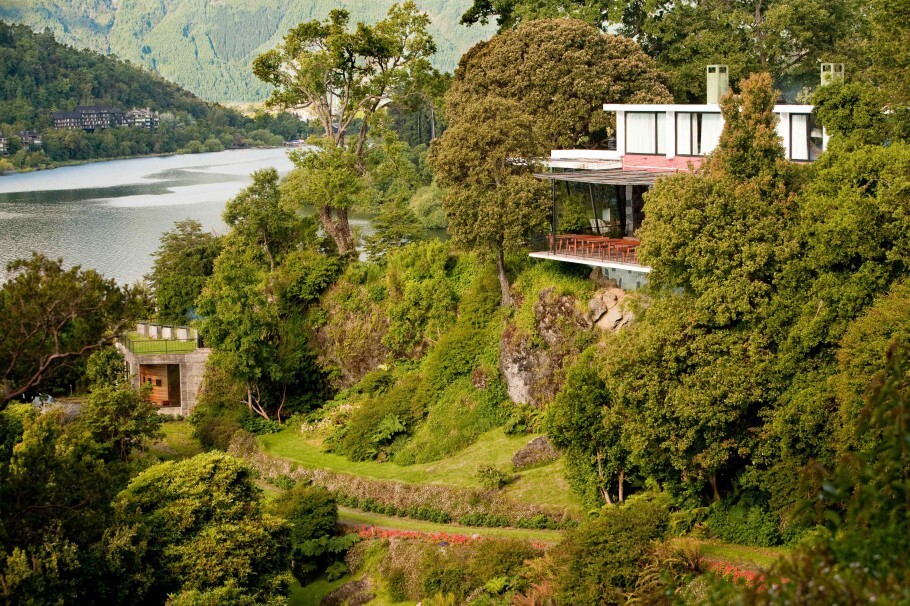 Vista do mirante do parque Antumalal, em Pucón