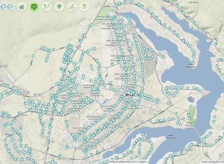 Visualização do mapa das paradas em Brasília