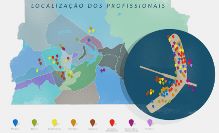 Mapa exibe 150 empresas e profissionais da área.