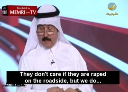 “Essas mulheres não ligam se forem estupradas, mas nós da Arábia Saudita ligamos”, disse o historiador em entrevista