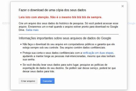 Arquivo mostrará o histórico do usuário que estiver logado na conta do Gmail