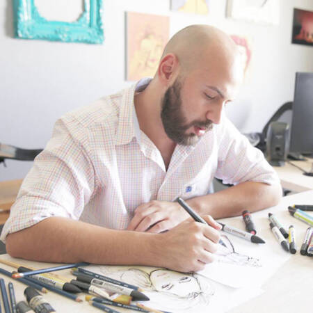 O artista é conhecido por misturar desenhos com a realidade