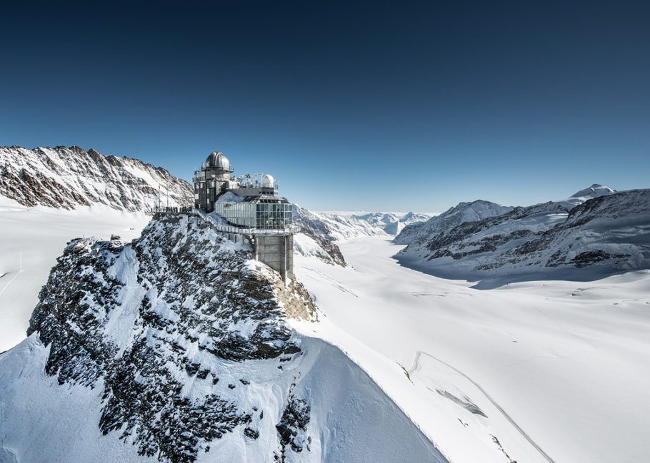 Vista do centro de observação Sphinx, a 3.571 m de altura, no topo da Jungfraujoch