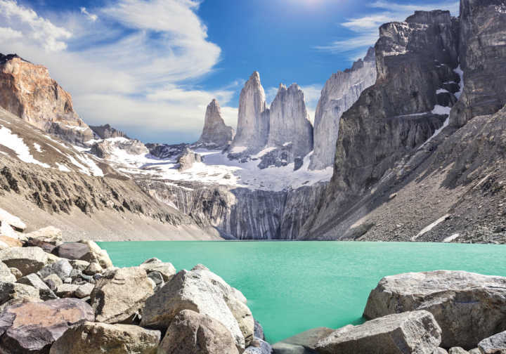 Torres del Paine, na Patagônia chilena: só se chega a esse lugar com trilha que dura o dia todo