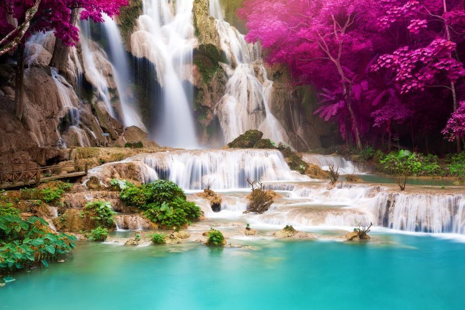 Cachoeira em Luang Prabang, no Laos; país é um dos mais baratos para se viajar