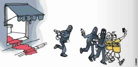 Ilustração do chargista Laerte reflete cenário de omissão e impunidade em relação à chacina de Osasco