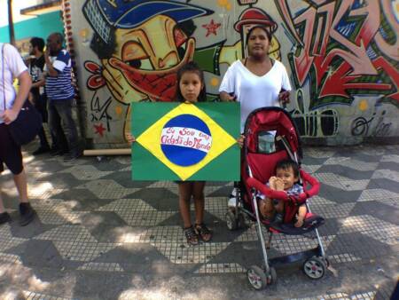 Comunidade migrante marcou presença na manifestação realizada em 2014, no centro de São Paulo