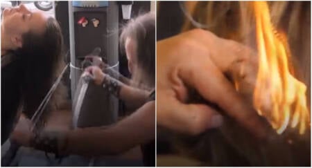 Espanhol usa técnica inusitada para cortar o cabelo de seus clientes