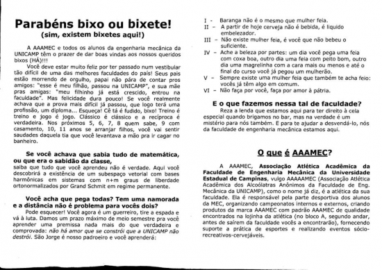 O manual dos calouros gerou revolta entre os alunos