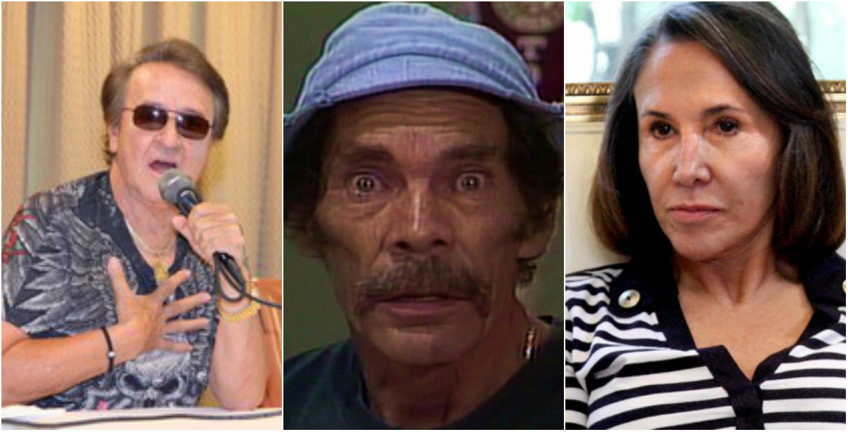 Carlos Villagrán (à esquerda); Ramón Valdéz (ao centro); Florinda Meza (à direita)