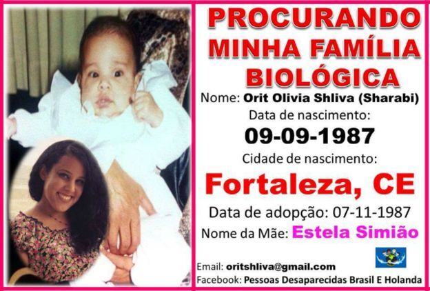 A israelense Orit procura por sua família biológica do Brasil