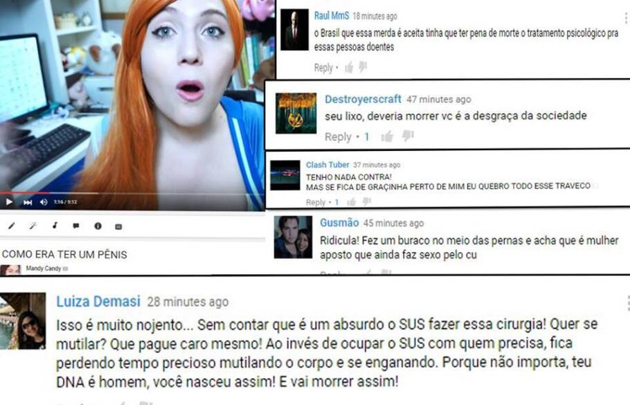 A jovem foi vítima de transfobia na internet
