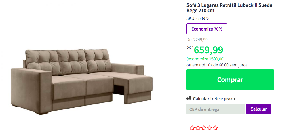 De R$ 2.249,99 por R$ 659,99