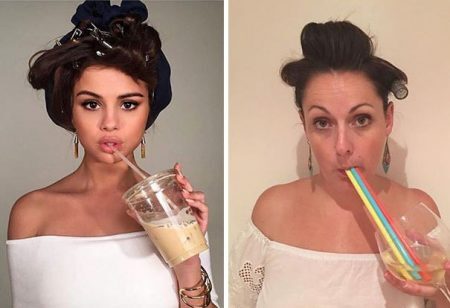 A naturalidade de Selena Gomez ao beber um milk shake