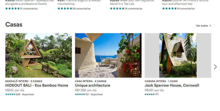 Ofertas na plataforma Airbnb