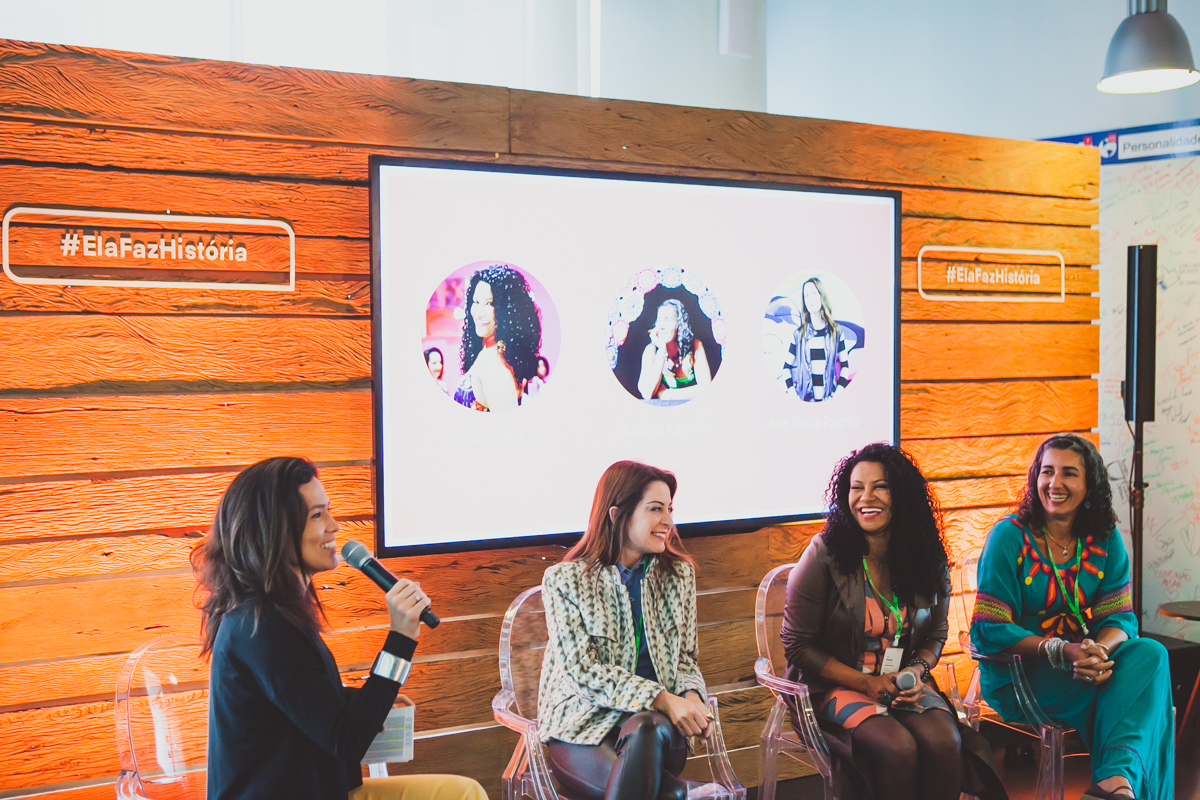 Pérola Cussiano (à esq.), Ana Paula Padrão, Zica Assis e Milena Curado durante evento de lançamento do programa