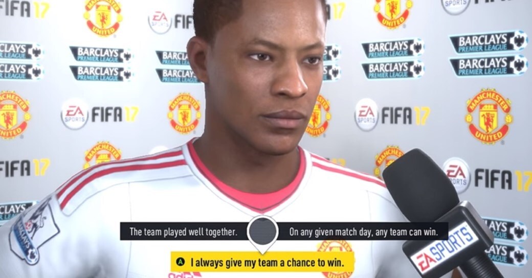 Em FIFA 17 você poderá escolher até respostas do seu jogador em entrevistas.