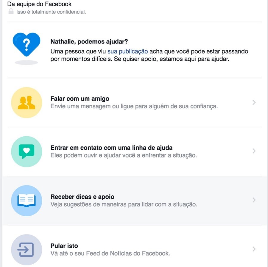 Facebook traz opções de ajuda para usuários passando por dificuldades emocionais